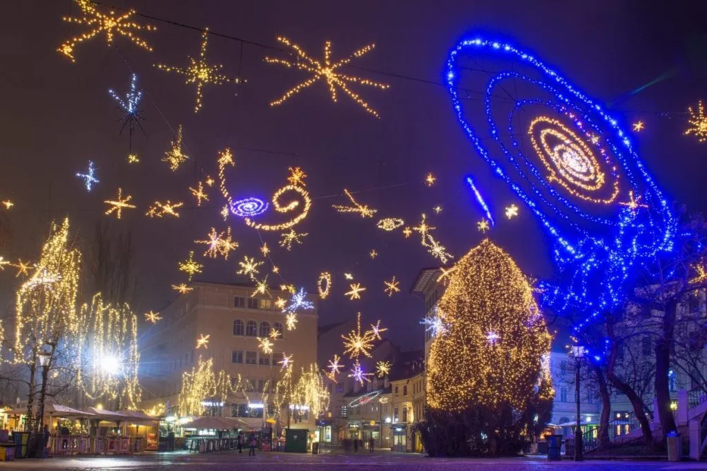 Julebelysning i Ljubljana